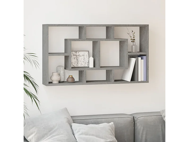 Étagère murale 8 compartiments Gris béton OFR62650 BonneVie Meuble