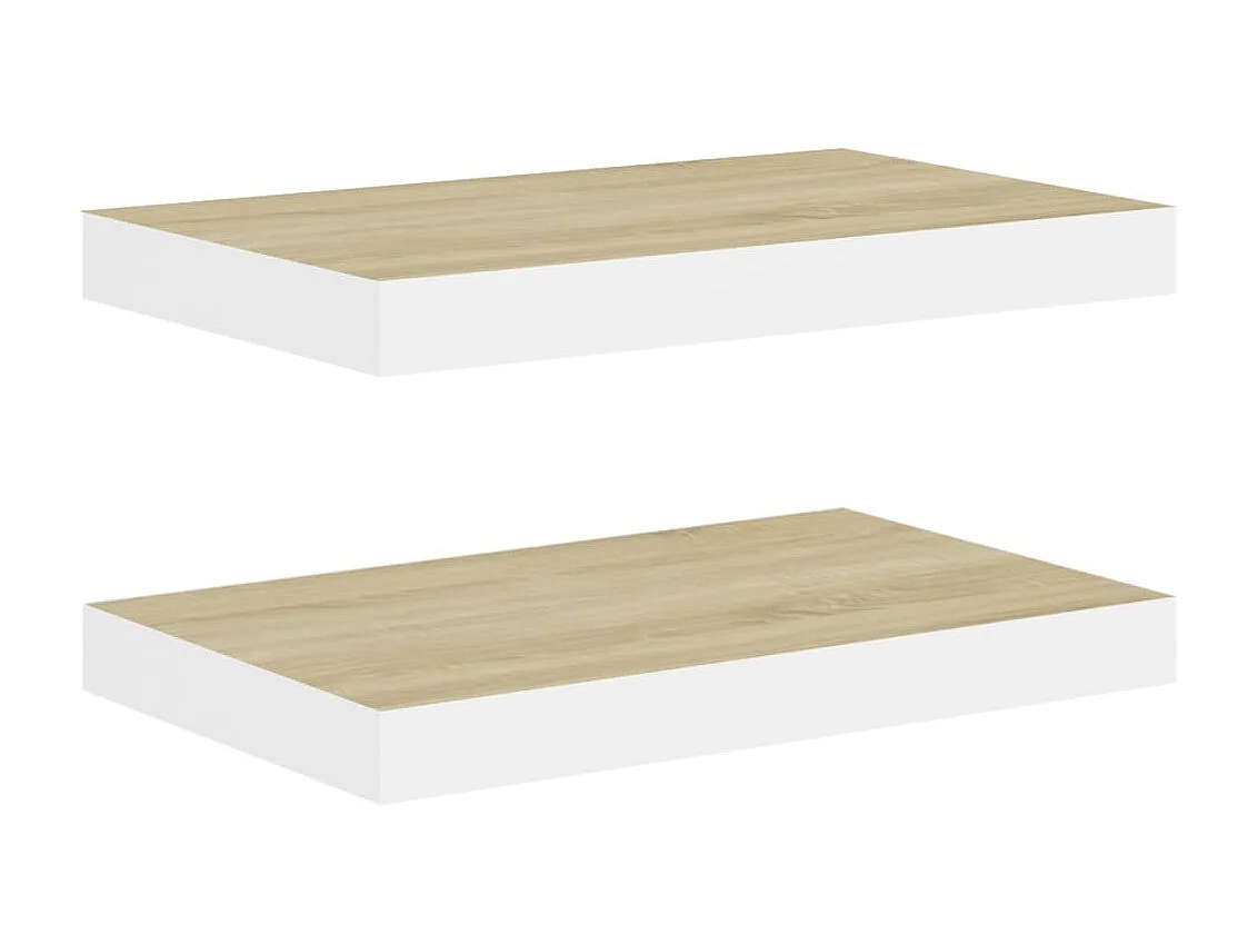 Étagères murales 2 pcs chêne et blanc 50x23x3,8 cm MDF OFR48269 BonneVie Meuble