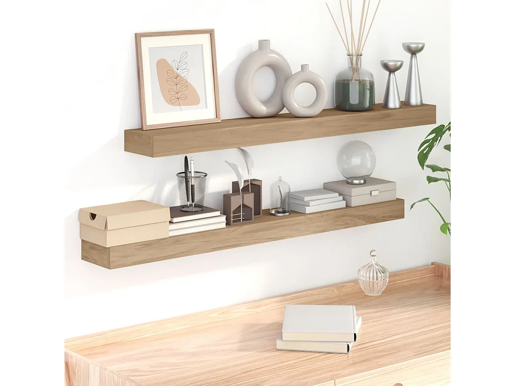 Prateleiras de parede 2 pcs 110x15x4 cm madeira de teca maciça PT121371