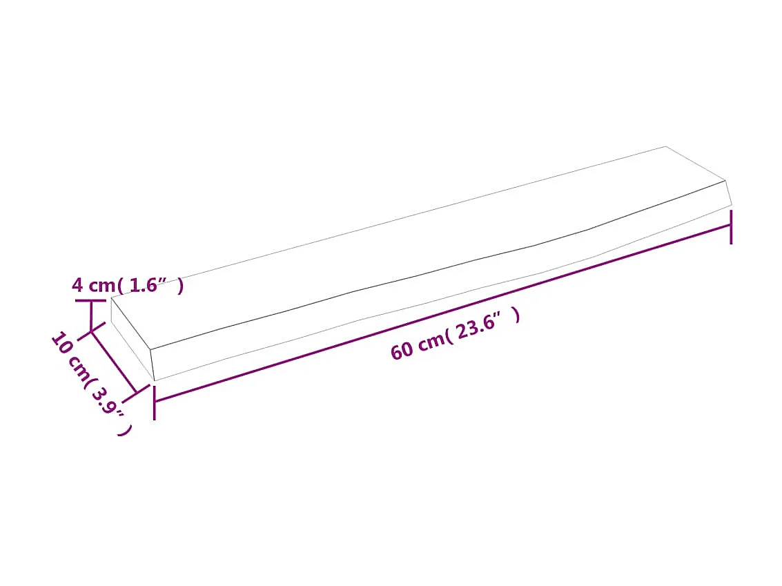 Étagère murale marron foncé 60x10x4 cm bois chêne massif traité OFR31162 BonneVie Meuble