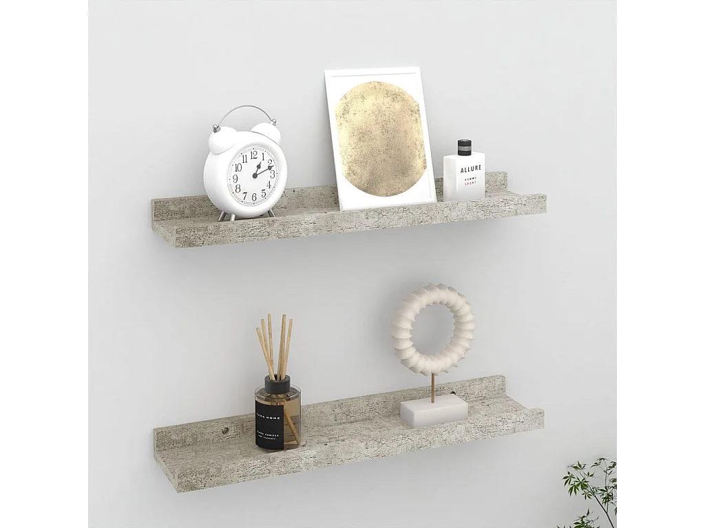Étagères murales 2 pcs Gris béton 40x9x3 cm OFR17852 BonneVie Meuble