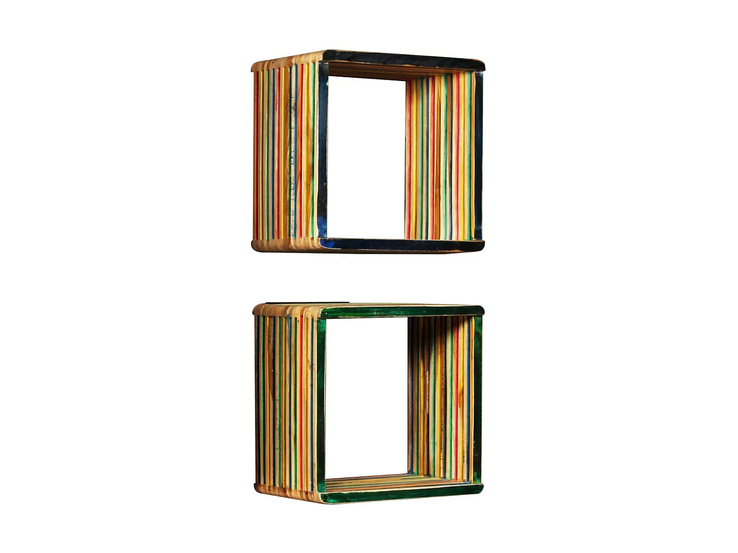 Set estantería de pared 3 uds teca maciza reciclada multicolor ES63497