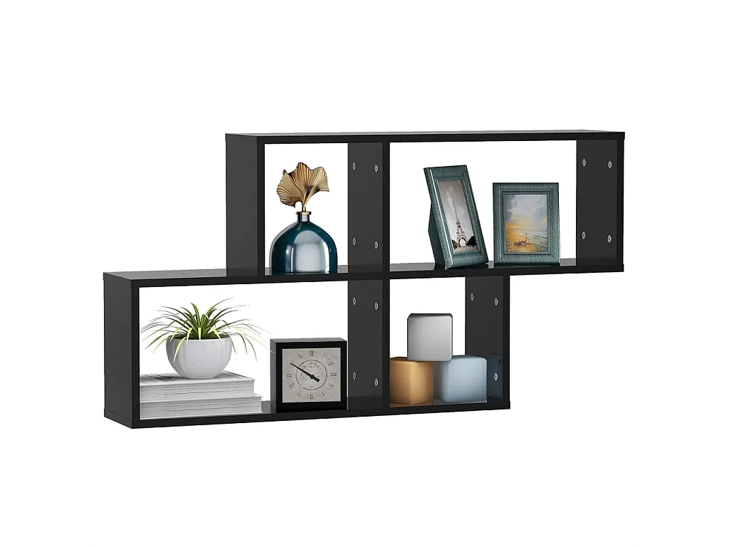 Estante de pared madera contrachapada negro 100x18x53 cm ES85969