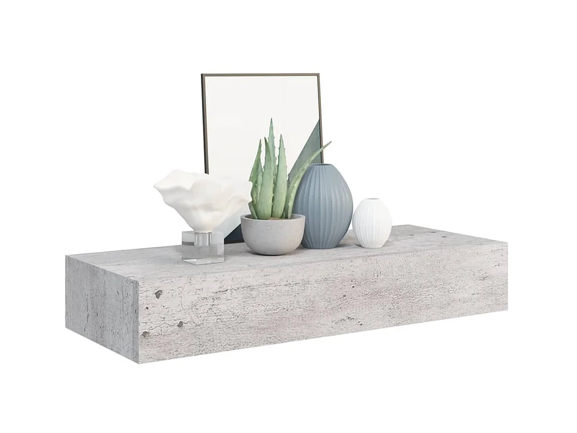 Wandschappen 2 st met lade 60x23,5x10 cm MDF betongrijs NL362950