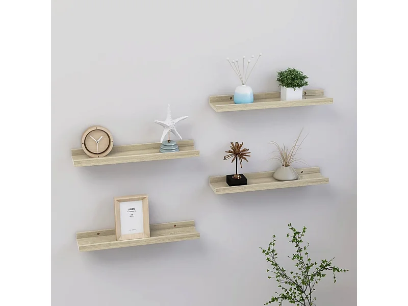 Étagères murales 4 pcs chêne sonoma 40x9x3 cm OFR66546 BonneVie Meuble