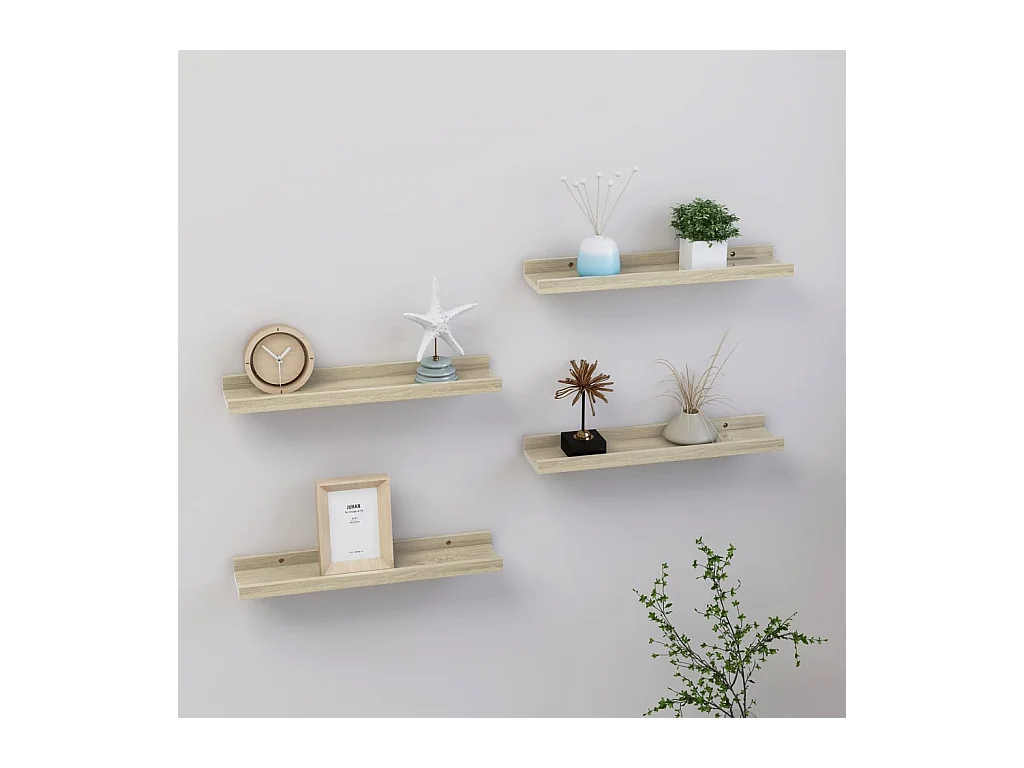 Étagères murales 4 pcs chêne sonoma 40x9x3 cm OFR66546 BonneVie Meuble