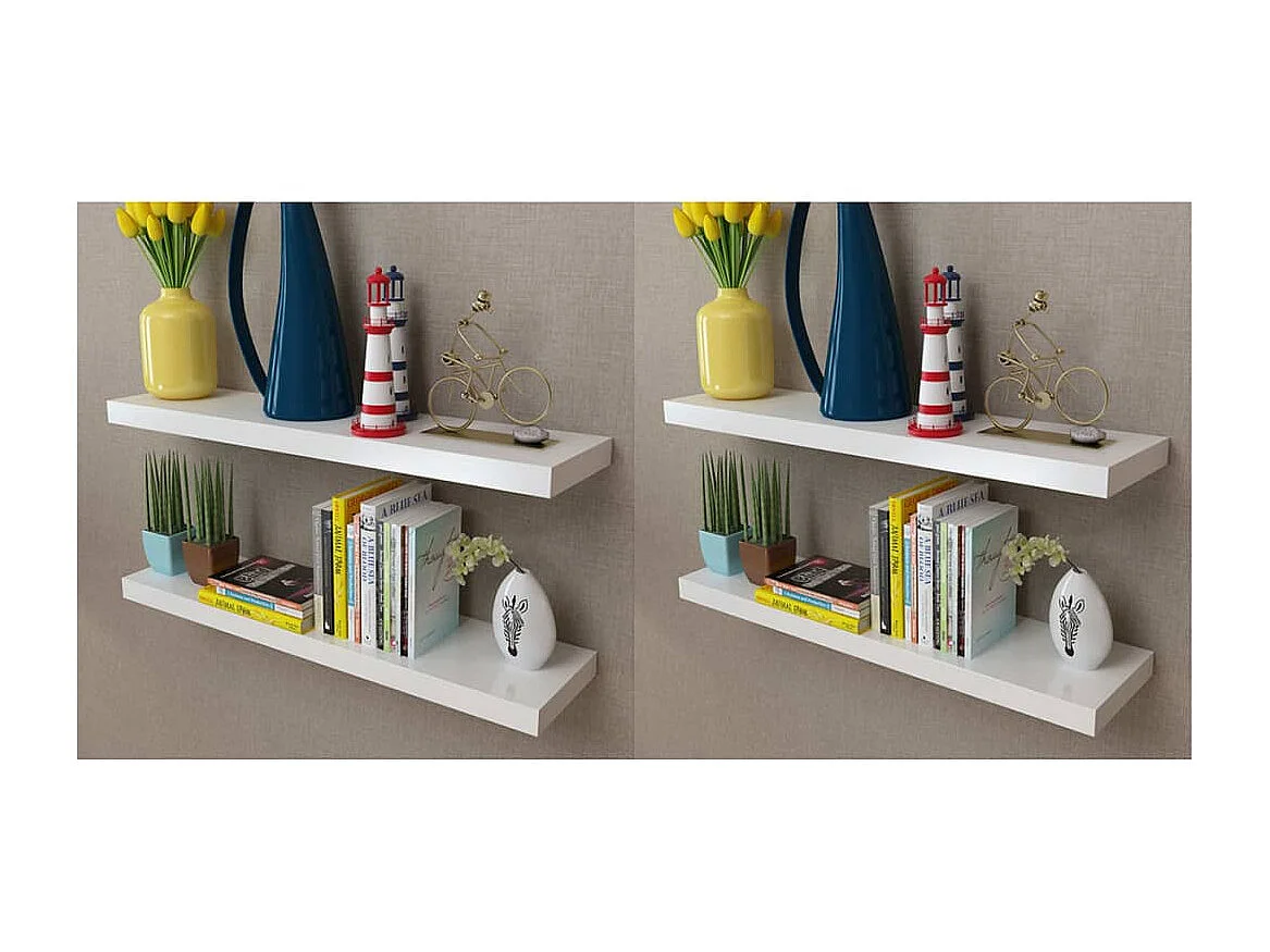 Étagères murales 4 pcs Blanc 80 cm OFR63987 BonneVie Meuble