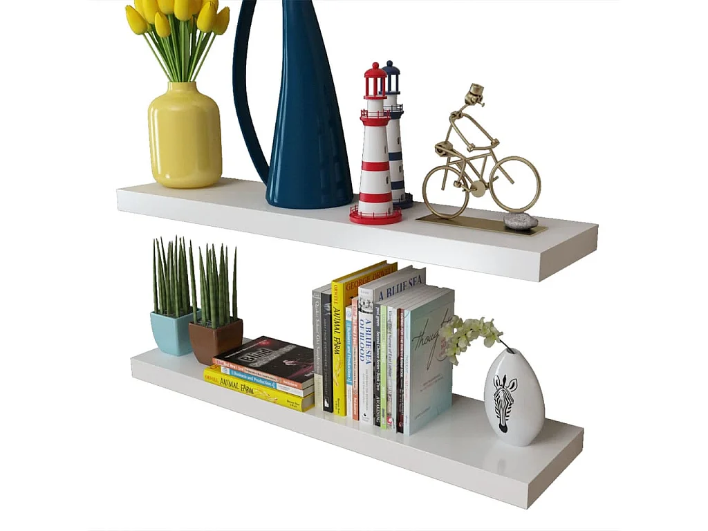 Étagères murales 4 pcs Blanc 80 cm OFR63987 BonneVie Meuble