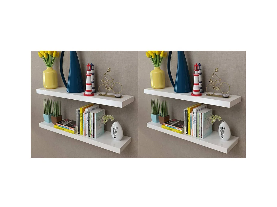Étagères murales 4 pcs Blanc 80 cm OFR63987 BonneVie Meuble