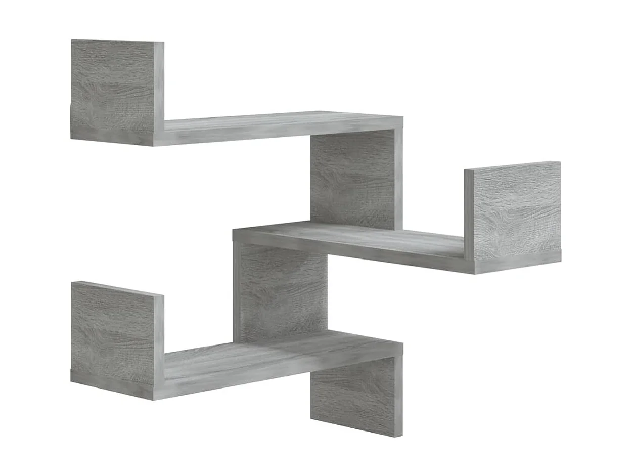 Étagères d'angle murales 2 pcs Sonoma gris 40x40x50 cm Bois OFR32792 BonneVie Meuble