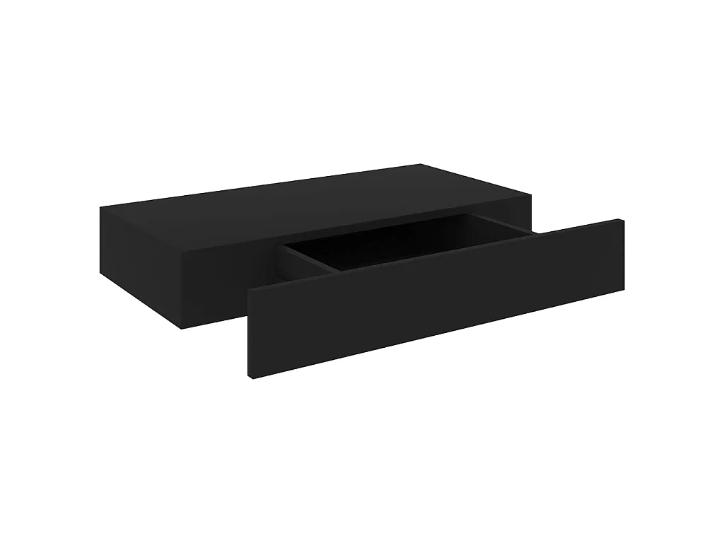 Estante de pared de pared con cajón negro 48x25x8 cm ES16735