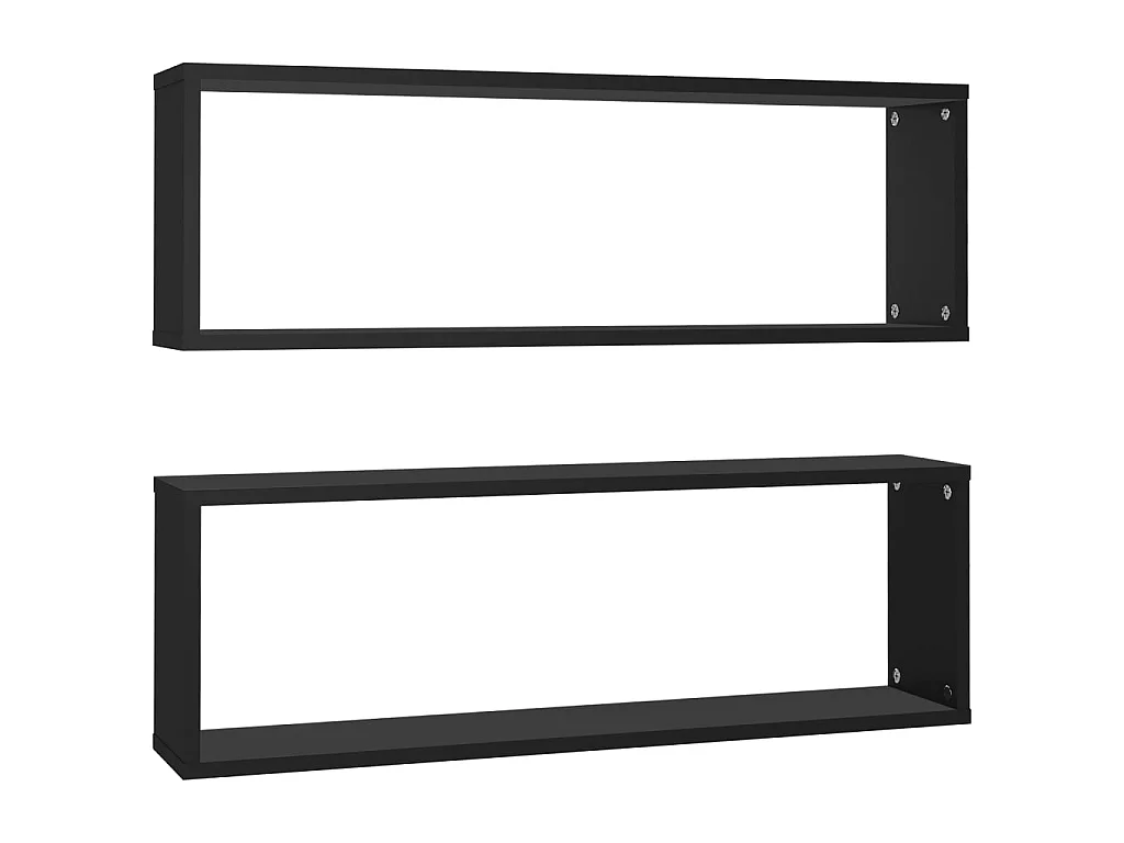 Estantes cubo de pared 2 uds contrachapado negro 80x15x26,5 cm ES26937