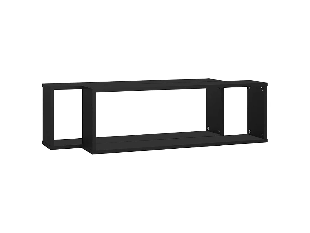 Estantes cubo de pared 2 uds contrachapado negro 80x15x26,5 cm ES26937