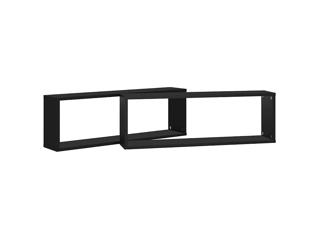 Estantes cubo de pared 2 uds contrachapado negro 80x15x26,5 cm ES26937