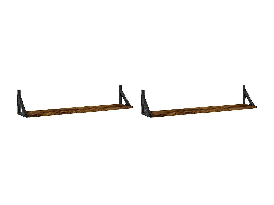 Étagères murales 2pcs chêne fumé 80x15x15,5cm bois d'ingénierie OFR71379 BonneVie Meuble