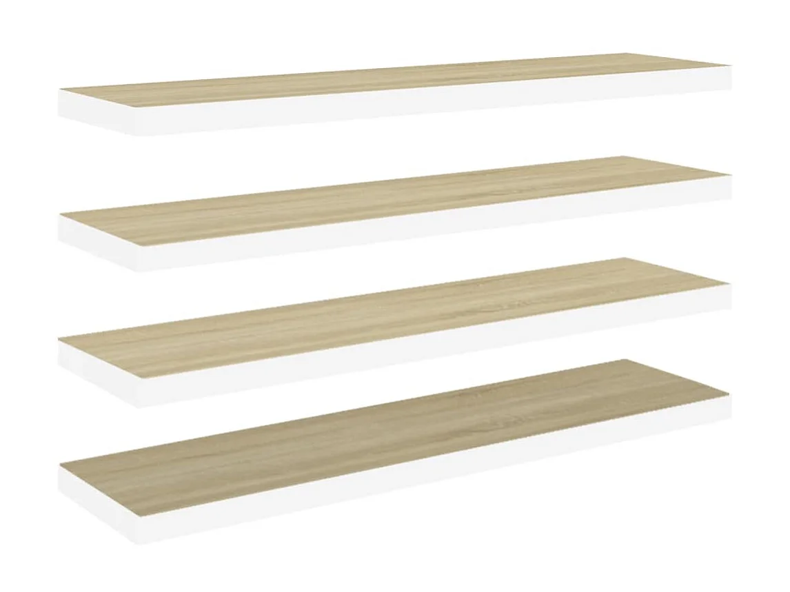 Étagères murales 4 pcs Chêne et blanc 90x23,5x3,8 cm MDF OFR70024 BonneVie Meuble
