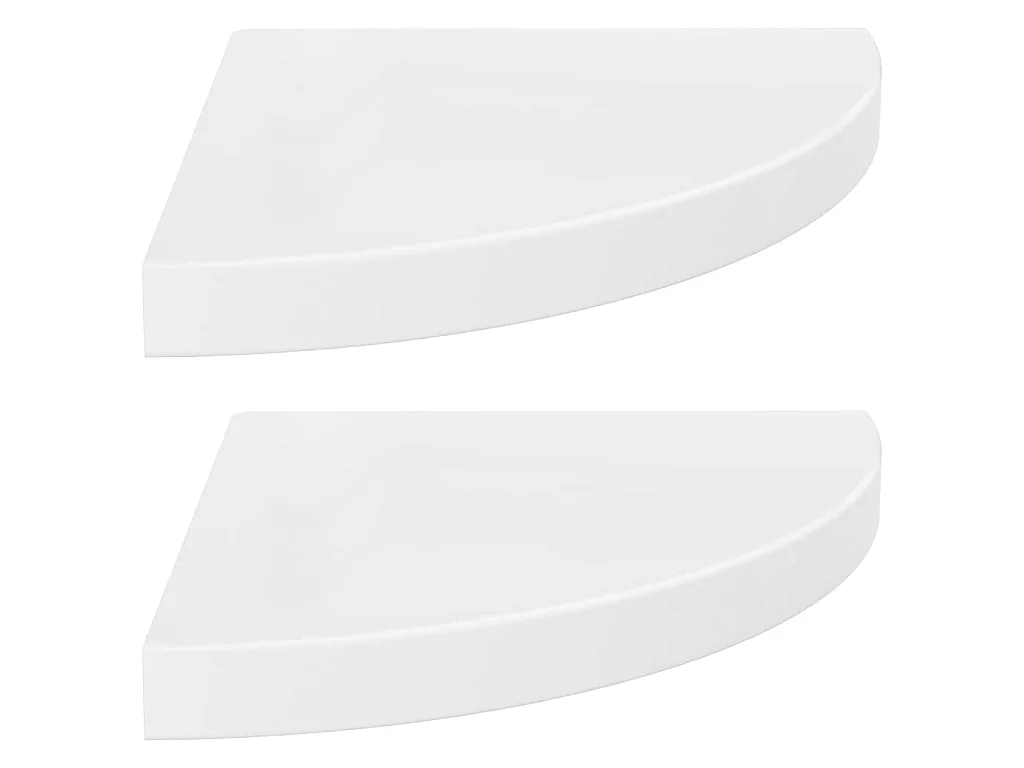 Étagères d'angle murales 2pcs blanc brillant 35x35x3,8cm MDF OFR75036 BonneVie Meuble