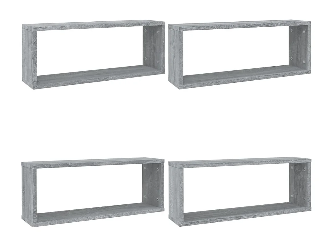 Étagères murales cube 4 pcs Sonoma gris 60x15x23 cm Bois OFR92887 BonneVie Meuble