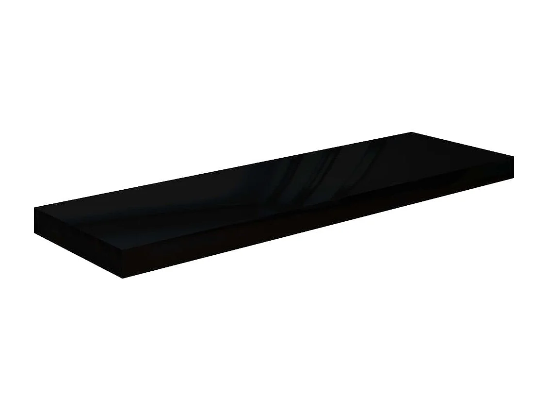 Estante de pared de pared 2 uds MDF negro brillo 80x23,5x3,8 cm ES69281