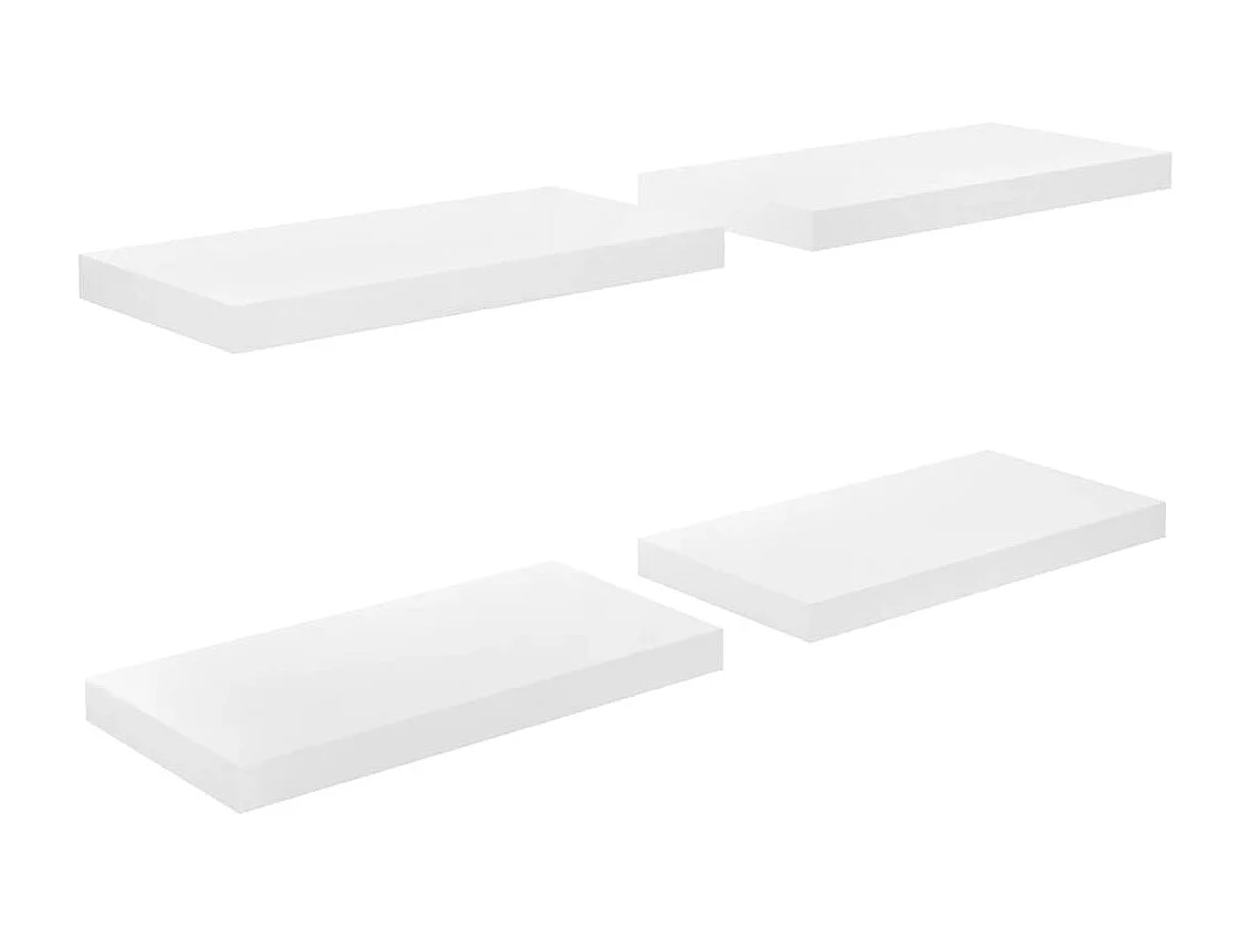 Étagère murale murale 4 pcs Blanc brillant 50x23x3,8 cm MDF OFR66151 BonneVie Meuble