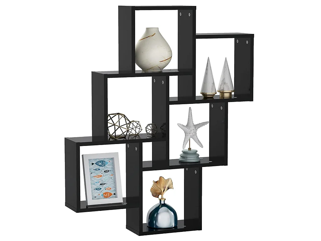 Estante cubo de pared madera contrachapada negro 78x15x93 cm ES22721