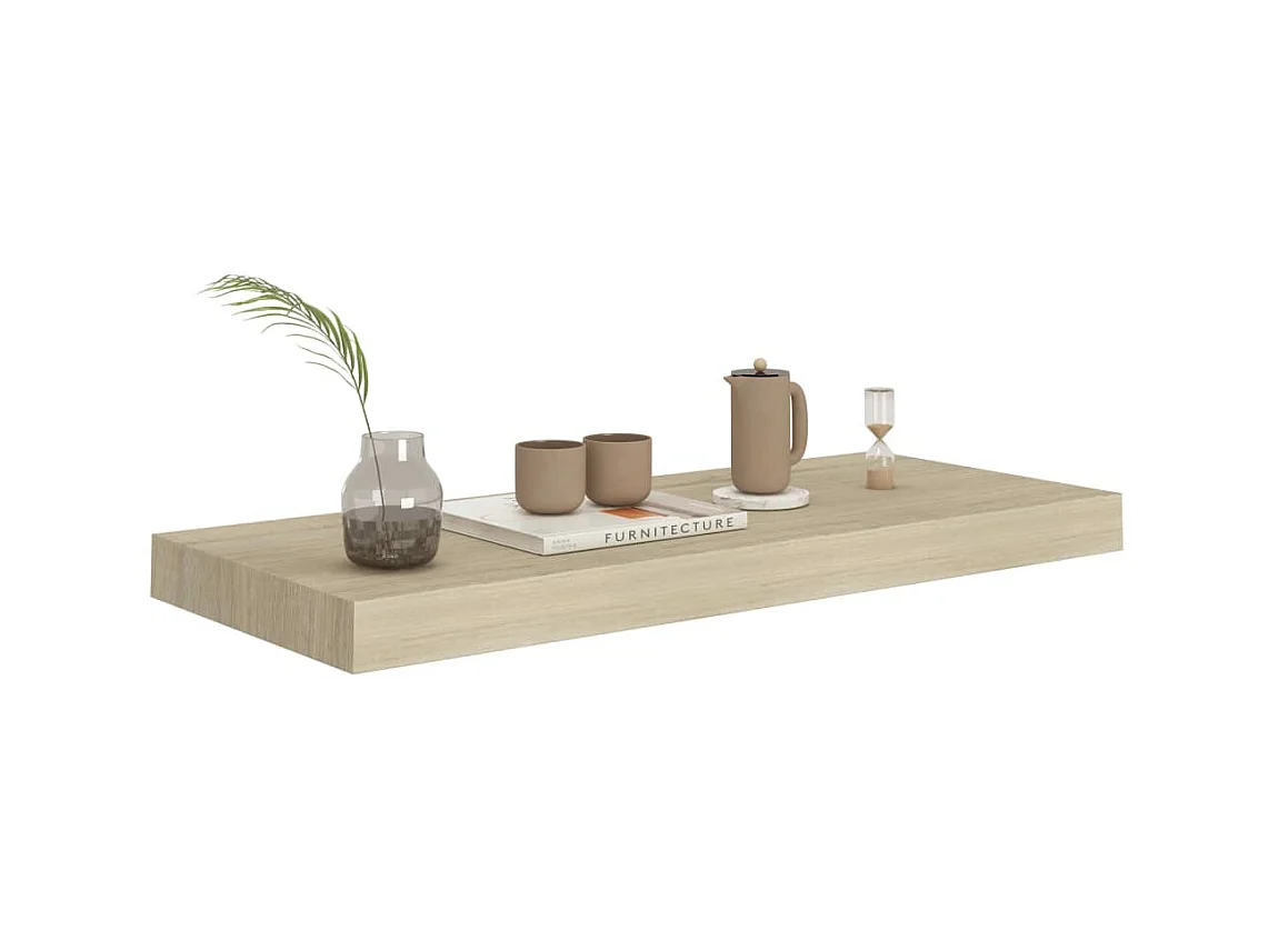 Prateleira de parede suspensa 60x23,5x3,8 cm MDF cor carvalho PT628965