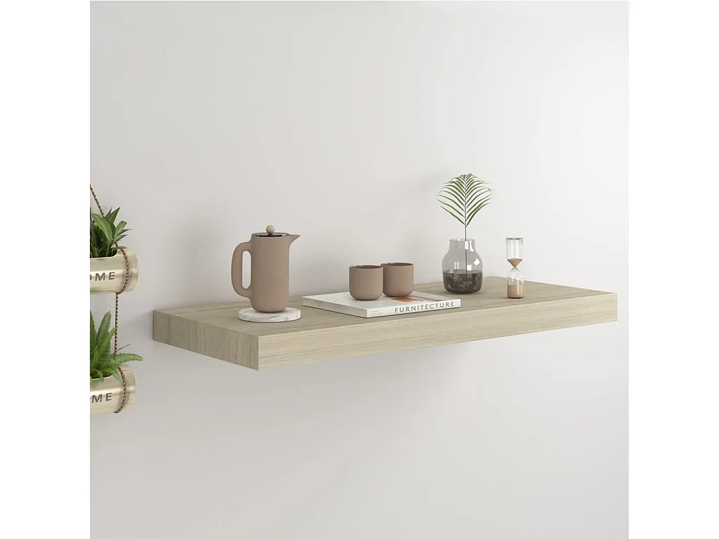 Estante de pared de pared MDF color roble 60x23,5x3,8 cm ES72073