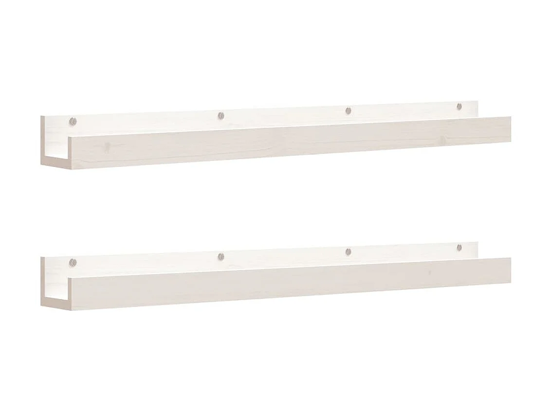 Étagères murales 2 pcs Blanc 110x12x9 cm Bois de pin massif OFR17266 BonneVie Meuble
