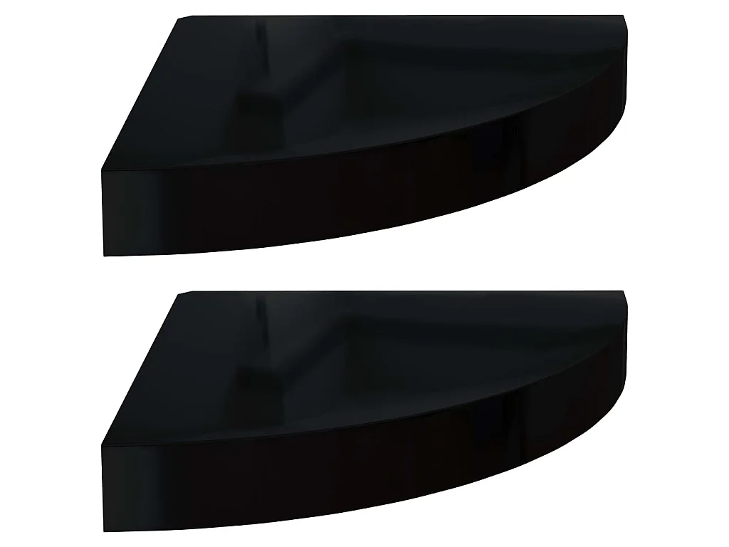Hoekschappen zwevend 2 st 25x25x3,8 cm MDF hoogglans zwart NL565075
