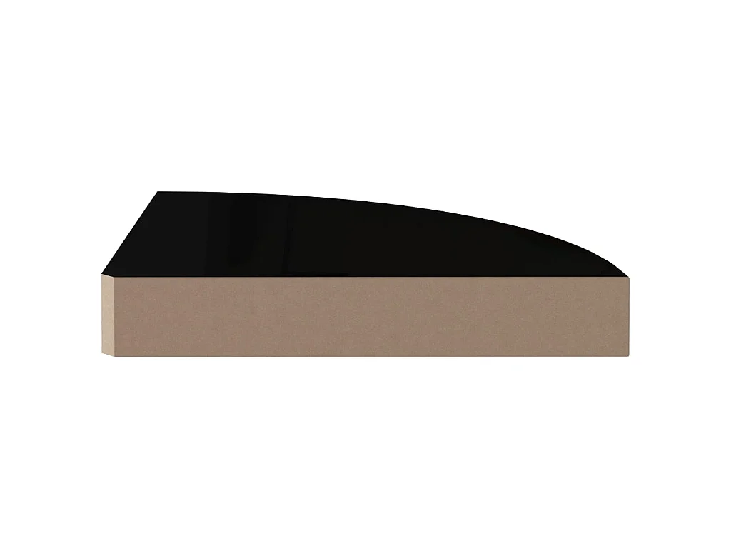Etagère d'angle murale noir brillant 25x25x3,8 cm MDF OFR86836 BonneVie Meuble