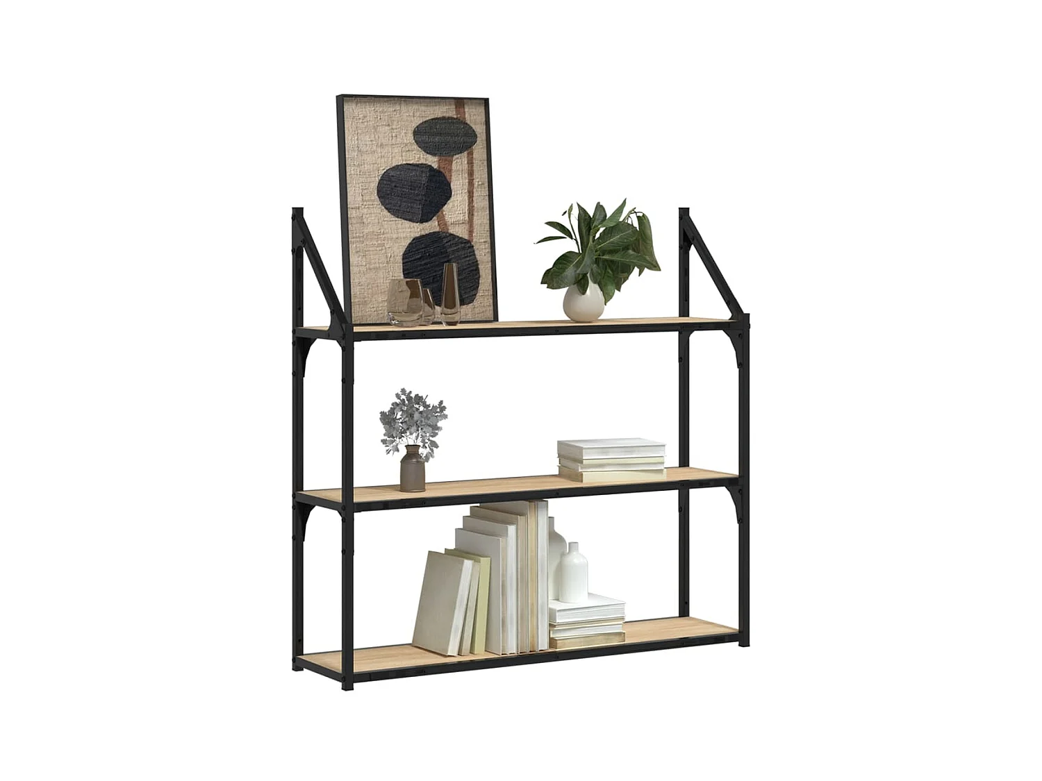 Étagère murale 3 niveaux chêne sonoma 80x21x78,5 cm OFR43469 BonneVie Meuble