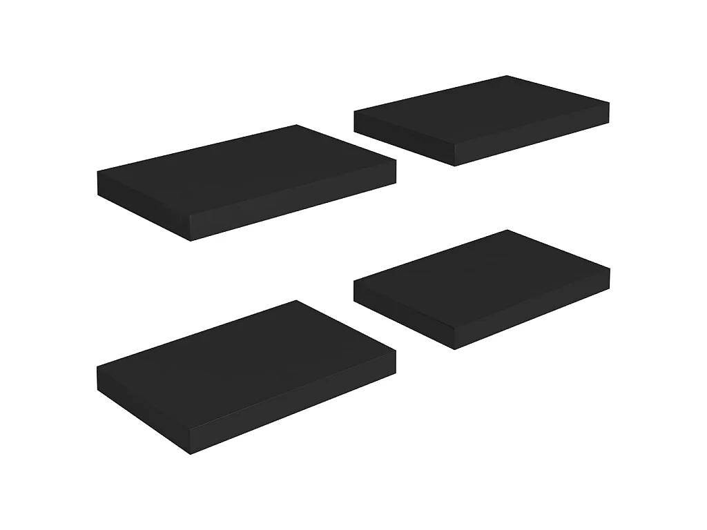 Estantes de pared de pared 4 uds MDF negro 40x23x3,8 cm ES98842