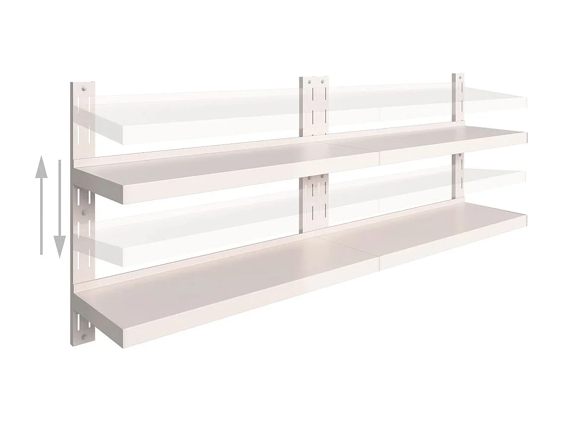 Étagères murales murales à 2 niveaux 2 pcs Inox 200x30 cm OFR30920 BonneVie Meuble