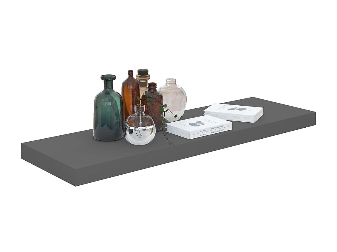 Étagère murale murale 4 pcs Gris brillant 80x23,5x3,8 cm MDF OFR91491 BonneVie Meuble