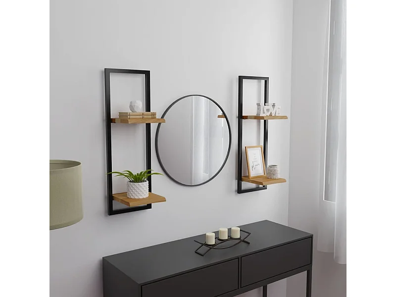 Étagères murales 2 pcs 25x25x75 cm Bois d'acacia et acier OFR46902 BonneVie Meuble