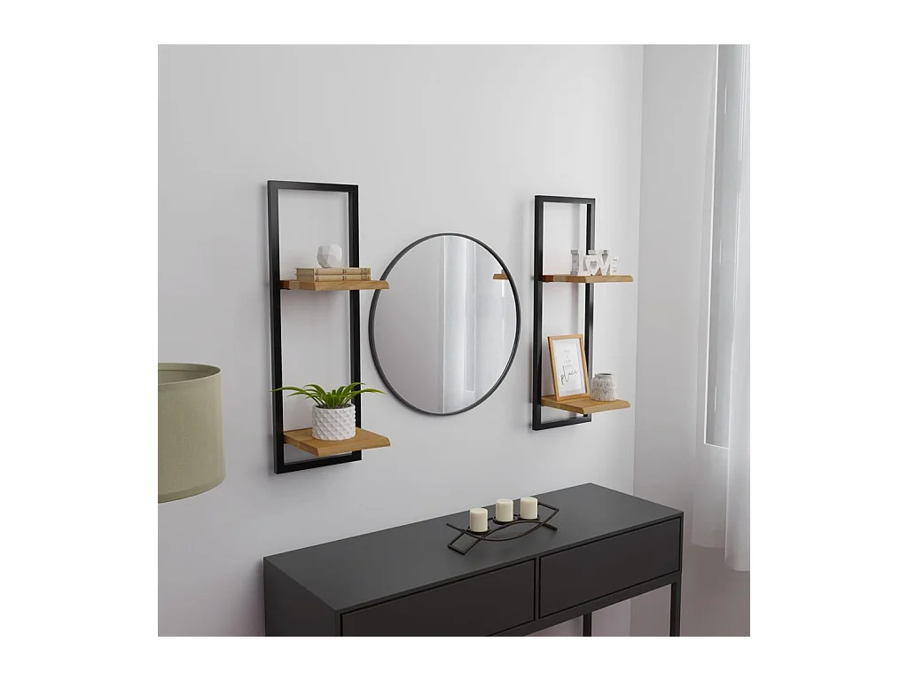Étagères murales 2 pcs 25x25x75 cm Bois d'acacia et acier OFR46902 BonneVie Meuble