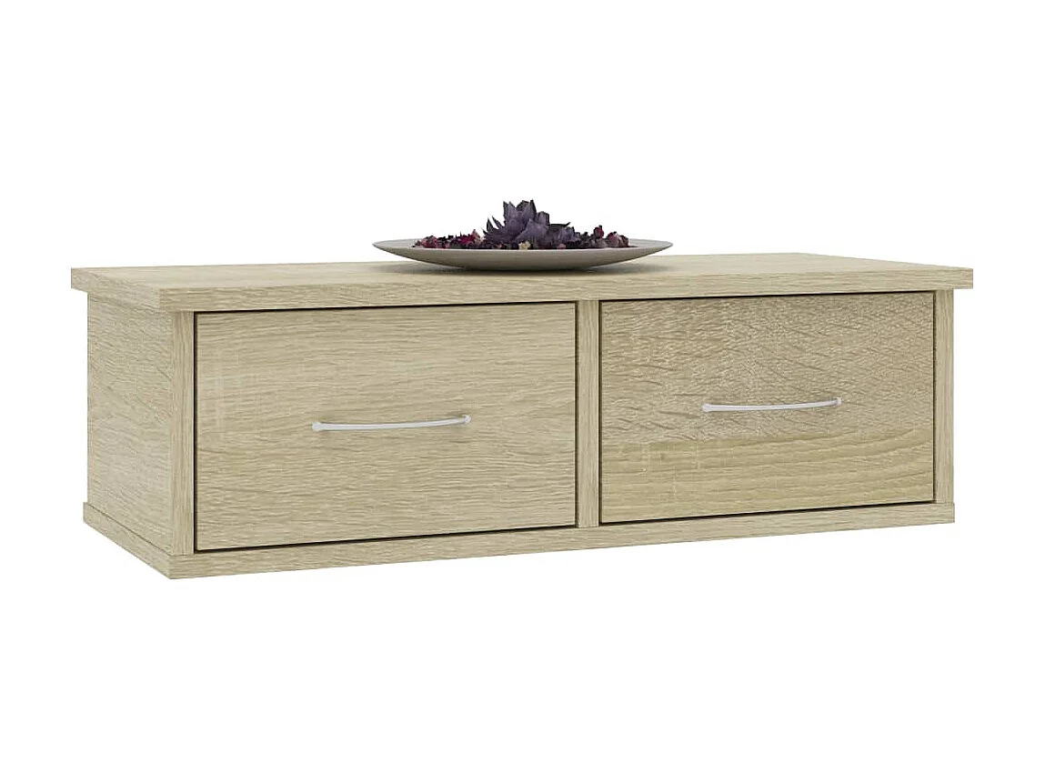 Étagère murale avec tiroirs Chêne sonoma 60x26x18,5cm Aggloméré OFR48373 BonneVie Meuble