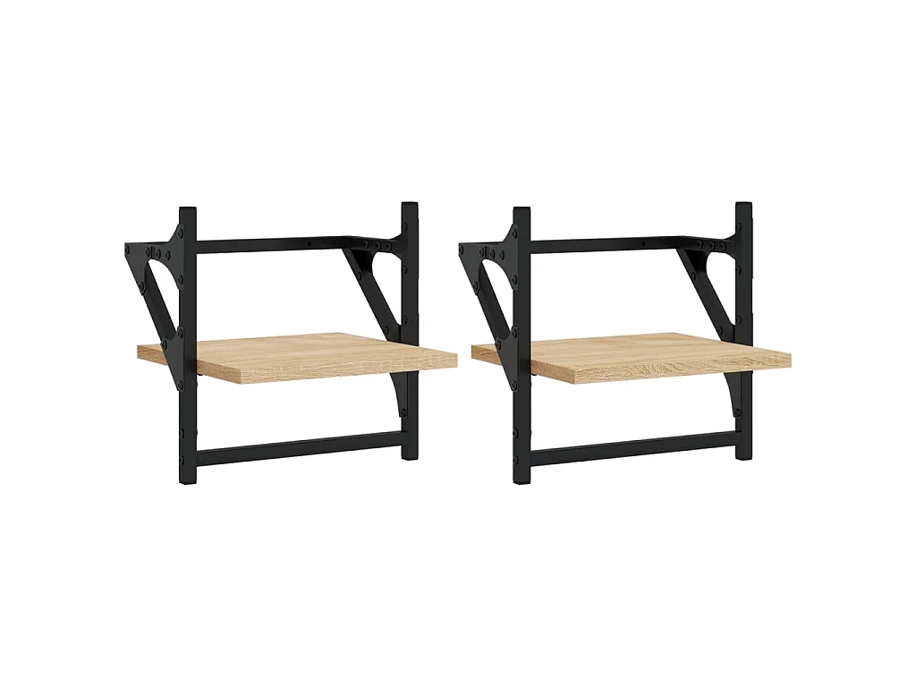 Prateleiras de parede c/ barras 2pcs 30x25x30cm carvalho sonoma PT555633