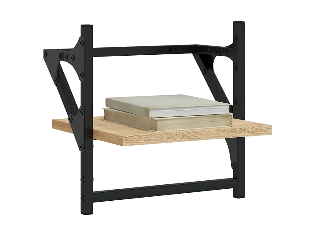 Prateleiras de parede c/ barras 2pcs 30x25x30cm carvalho sonoma PT555633