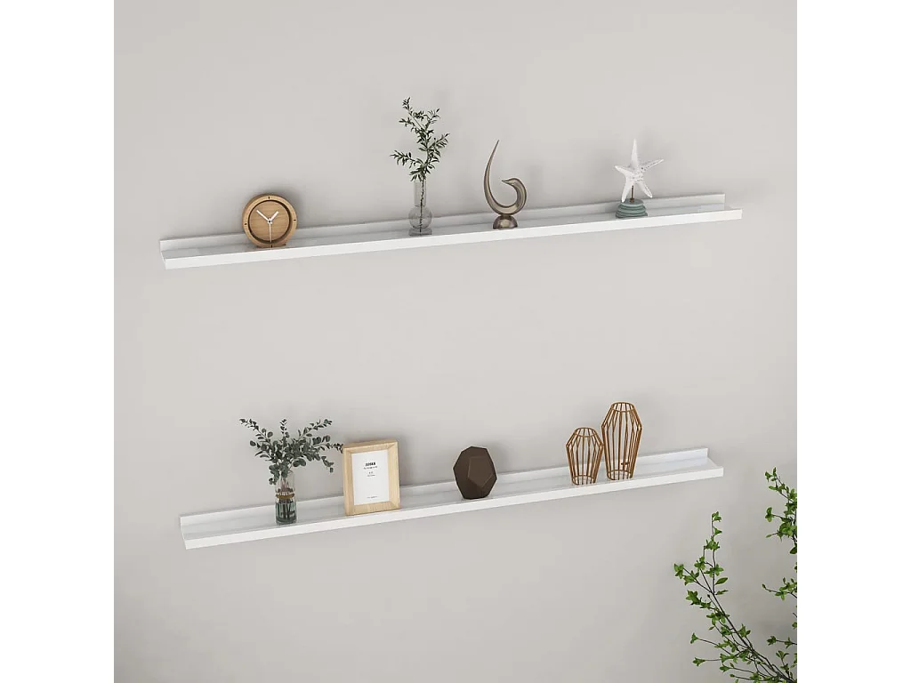 Étagères murales 2 pcs Blanc brillant 115x9x3 cm OFR35963 BonneVie Meuble