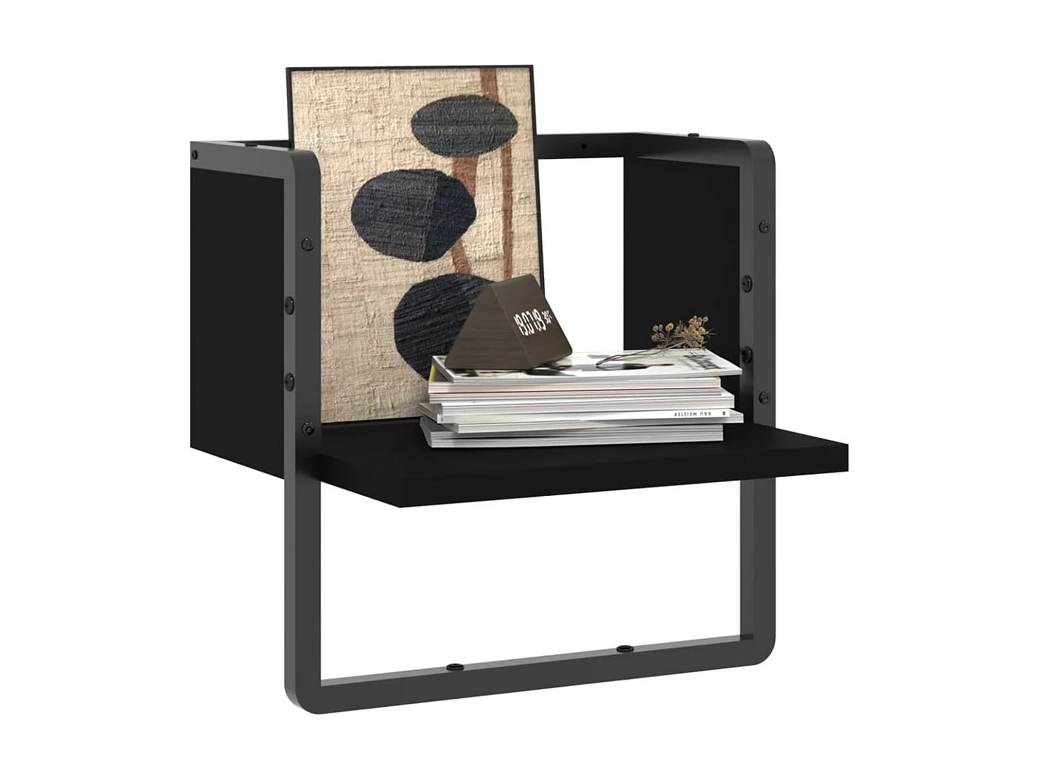 Prateleira de parede com barra 30x25x30 cm preto PT680267