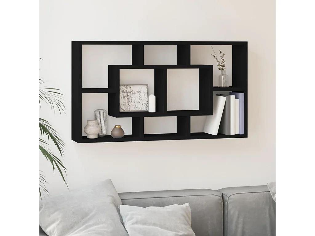 Étagère murale 8 compartiments Noir OFR15752 BonneVie Meuble