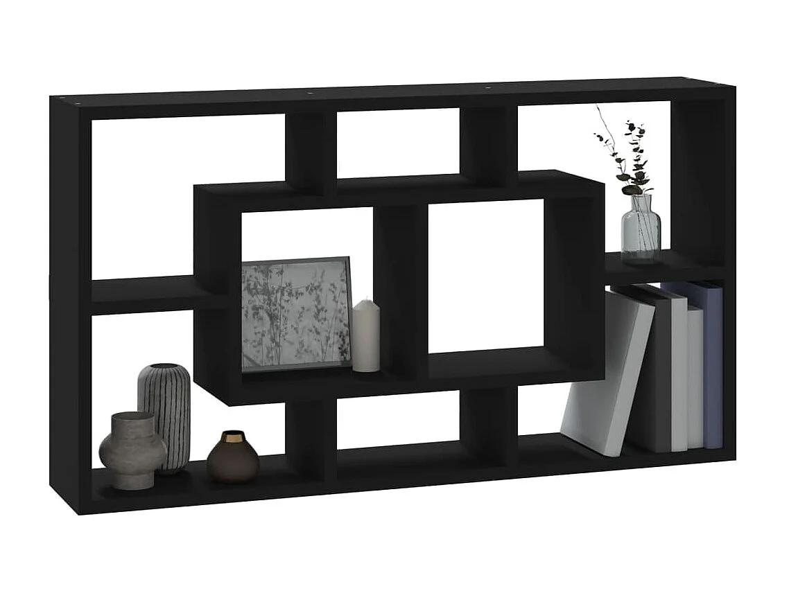 Prateleira de exposição de parede 8 compartimentos preto PT284730