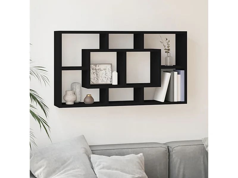 Étagère murale 8 compartiments Noir OFR15752 BonneVie Meuble