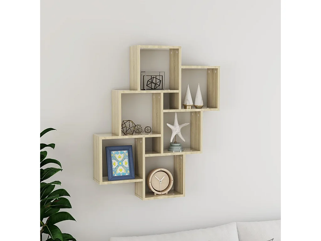 Étagère cube murale Chêne sonoma 78x15x93 cm Aggloméré OFR41395 BonneVie Meuble