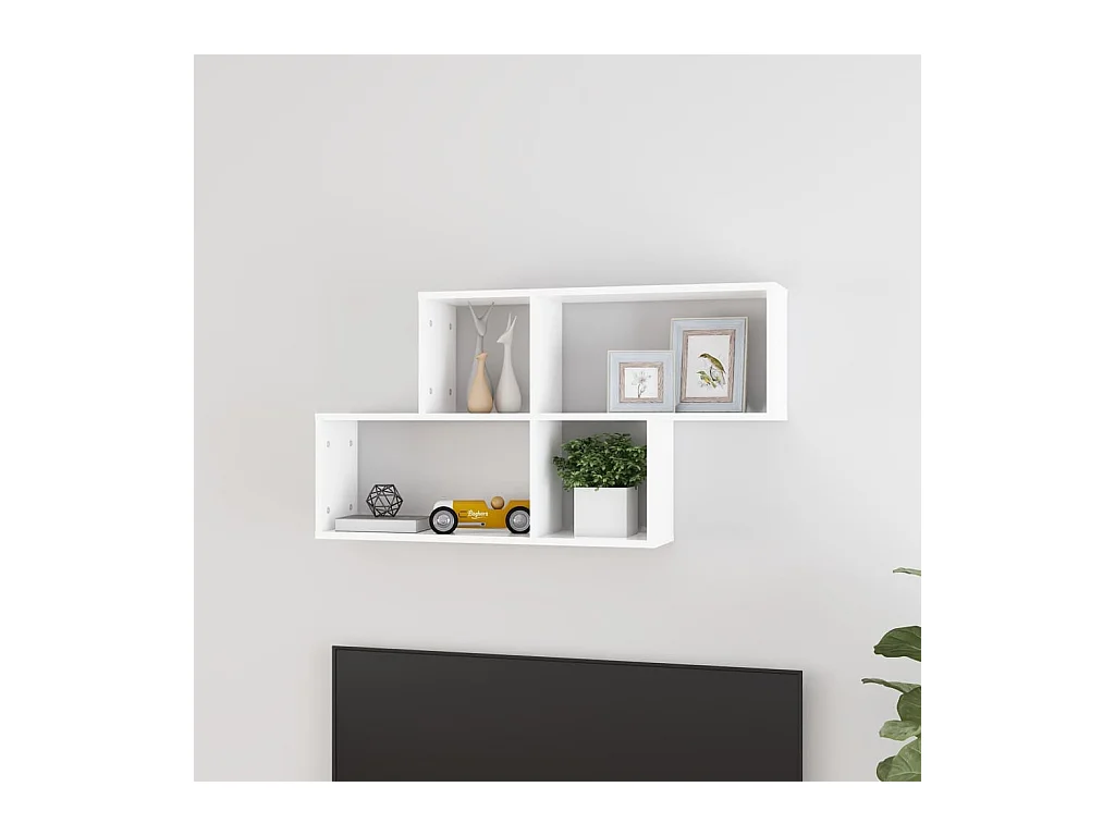 Étagère murale Blanc 100x18x53 cm Aggloméré OFR47646 BonneVie Meuble