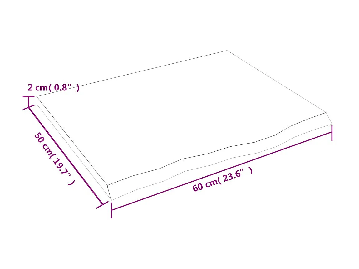 Étagère murale 60x50x2 cm bois de chêne massif non traité OFR87400 BonneVie Meuble