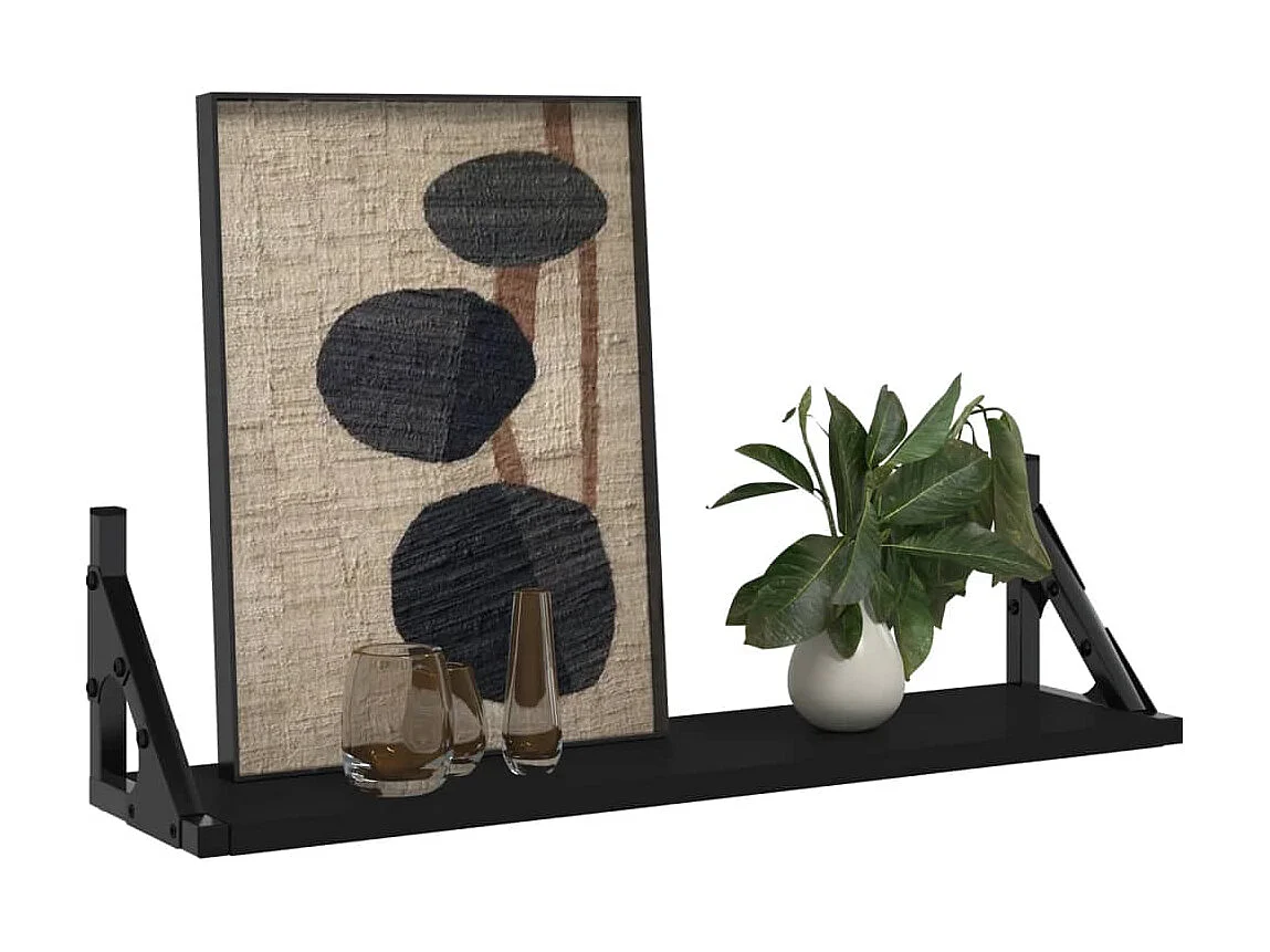 Étagères murales 2 pcs noir 60x15x15,5 cm OFR74397 BonneVie Meuble