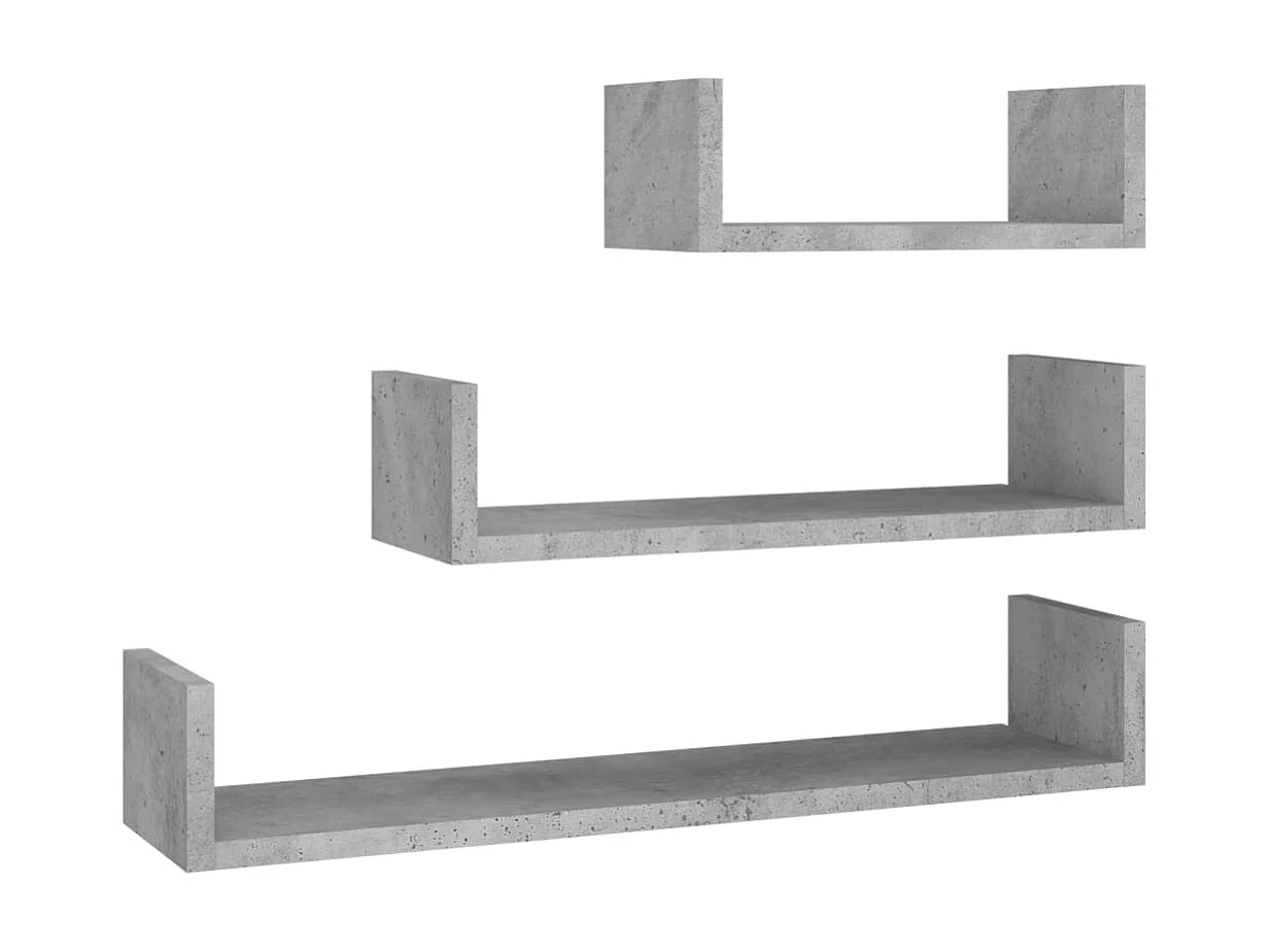 Étagères murales 3 pcs Gris béton Aggloméré OFR63083 BonneVie Meuble