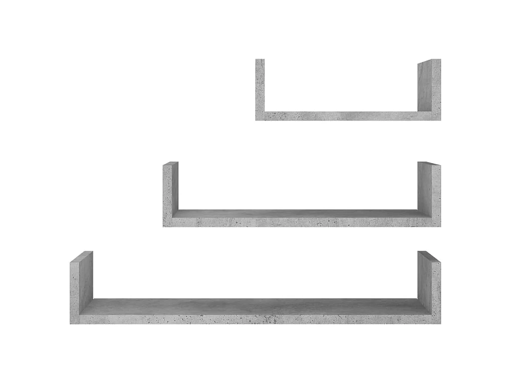 Étagères murales 3 pcs Gris béton Aggloméré OFR63083 BonneVie Meuble